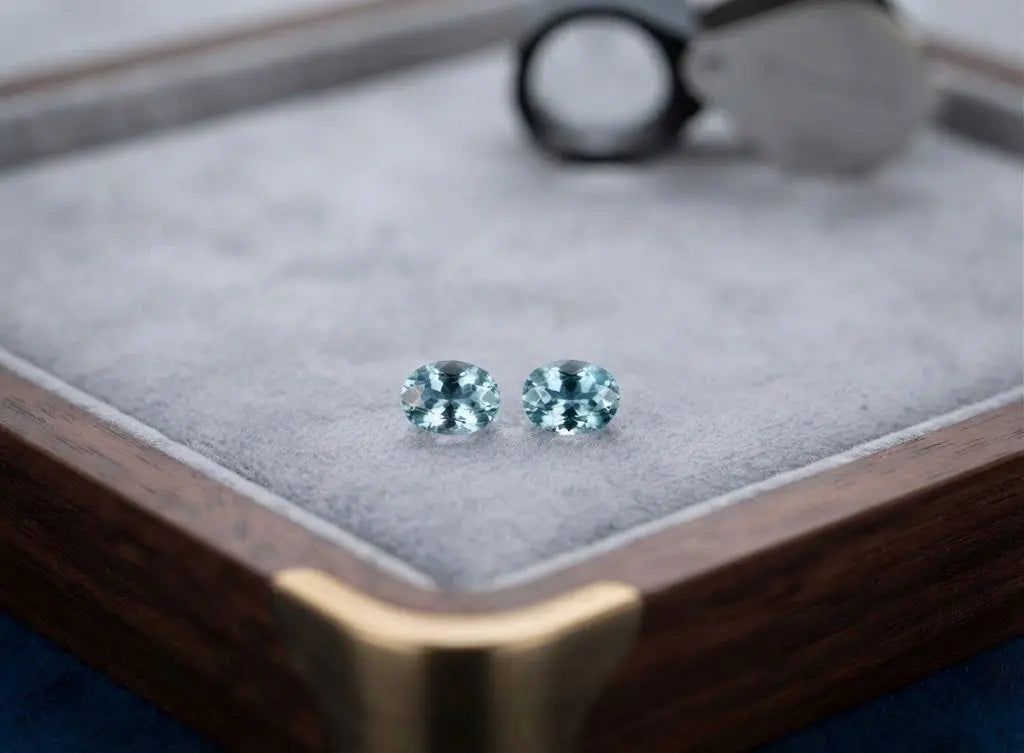 Natural Quality 2 Aquamarine Gemstones From Madagascar, Dimension 3x5 mm, Weight 0.34 CT, Shape Oval cut, GEM-ABC-343